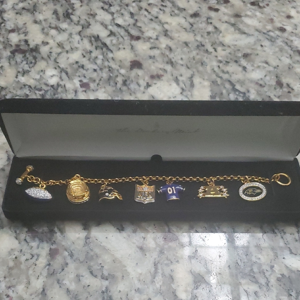 Baltimore Ravens Gold Charm Bracelet